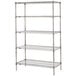 A chrome Metro wire shelving unit with four shelves.