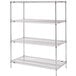 A chrome Metro wire shelving unit with three shelves.