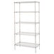 A chrome Metro wire shelving unit with four shelves.