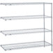 A white Metro Super Erecta Brite wire add-on shelf with three shelves.