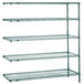 A Metro Super Erecta wire shelving unit with four shelves.