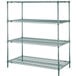 A Metro N536K3 Metroseal 3 wire shelving unit with three shelves.