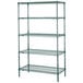 A Metroseal 3 wire shelving unit with four shelves.