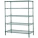 A Metroseal 3 wire shelving unit with four shelves.