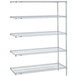 A Metro Super Erecta Brite wire shelving unit with four shelves.