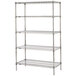 A Metro Super Erecta Brite wire shelving unit with four shelves.