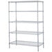 A Metro Super Erecta wire shelving unit with four shelves.