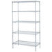 A Metro Super Erecta wire shelving unit with four shelves.