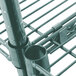 A close-up of a Metro Super Erecta wire shelving unit.