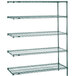 A Metroseal 3 wire shelving unit with four shelves.