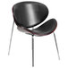 A Flash Furniture mahogany bentwood chair with black leather upholstery and metal legs.