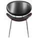 A Flash Furniture mahogany bentwood chair with black leather upholstery and metal legs.