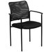 A Flash Furniture black mesh side chair with arms.