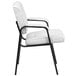 A Flash Furniture white leather executive side chair with black legs.