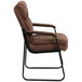 A brown Flash Furniture executive side chair with a black sled base.