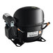 A black Turbo Air compressor with a small motor and a white label.