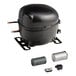 A black Turbo Air refrigeration compressor with a small motor and pump inside.