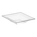 A Visions clear square plastic bowl.