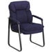 A navy blue Flash Furniture executive side chair with black metal legs and arms.