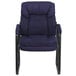 A navy blue Flash Furniture executive side chair with a black sled base.