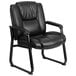 A black Flash Furniture leather executive side chair with a black frame.