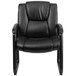 A black Flash Furniture leather office chair with a black frame and arms.