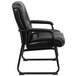 A Flash Furniture black leather executive side chair with metal frame and armrests.