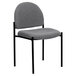 A gray Flash Furniture stackable side chair with black legs.