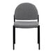 A gray Flash Furniture stackable side chair with black legs.