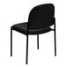 A Flash Furniture black vinyl stackable side chair with metal legs.