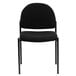 A Flash Furniture black fabric stackable side chair with metal legs.