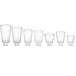A row of clear plastic Choice tumbler cups.