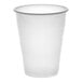 A Dart translucent plastic cold cup with a grey rim on a white background.