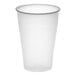 A translucent plastic cup with a grey rim on a white background.