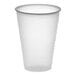 A translucent plastic cup on a white background.