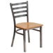 A Flash Furniture metal restaurant chair with a natural wood seat and back.