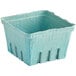 A green square basket with holes.