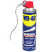 A blue and yellow WD-40 spray lubricant can with a flexible straw.