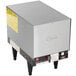 A grey Hatco compact booster water heater with a silver box on top and black legs.