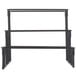 An American Metalcraft Ironworks rectangular display stand with three black metal shelves.