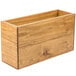 A wooden rectangle display riser with a rustic pine finish.