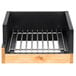 A black rectangular wood and metal Cal-Mil Madera butane range frame.