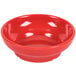 A red bowl with a white background.