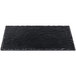 A black rectangular melamine serving platter with wavy edges.