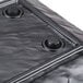 A black rectangular Cal-Mil faux slate platter with two round buttons.