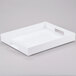 A white rectangular Cal-Mil plastic tray with handles.