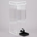 A clear rectangular plastic beverage dispenser with a black lid.