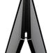 An Aarco black aluminum A-frame sign board with black marker board on display.