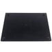 A black square melamine serving platter with a metal handle.