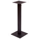 A black metal BFM Seating Margate bar height square table base with a black square base and a hole.